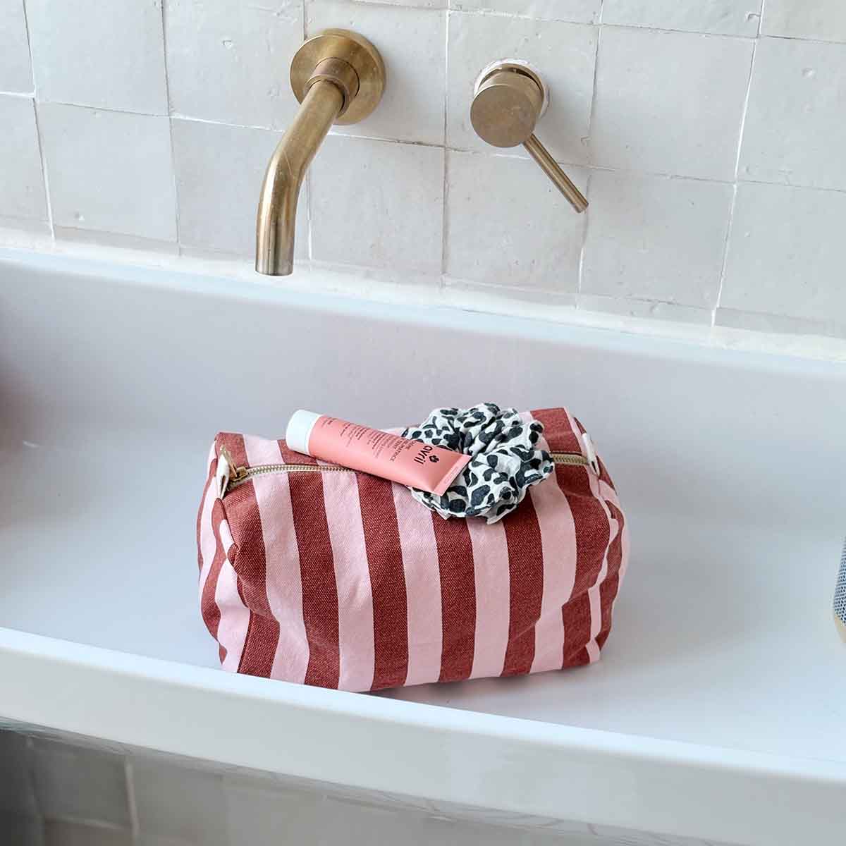 Trousse de toilette - Vic Rayures Brick / Pink