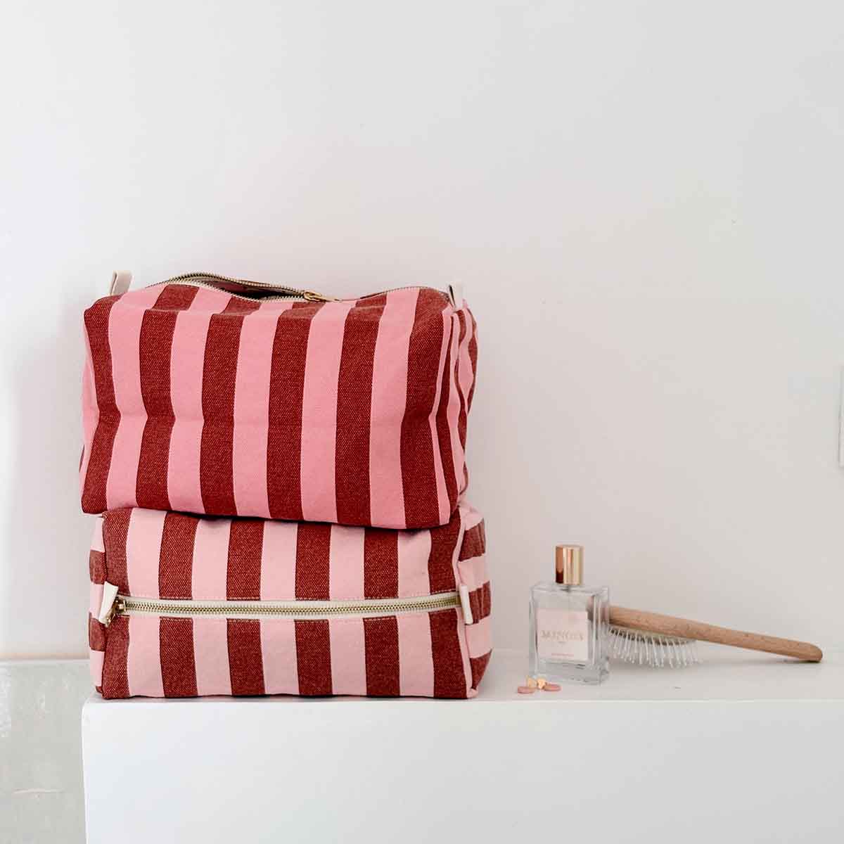 Trousse de toilette - Vic Rayures Brick / Pink