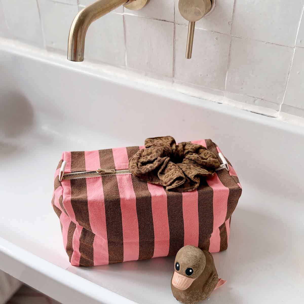 Trousse de toilette - Vic Rayures Funky pink / Olive