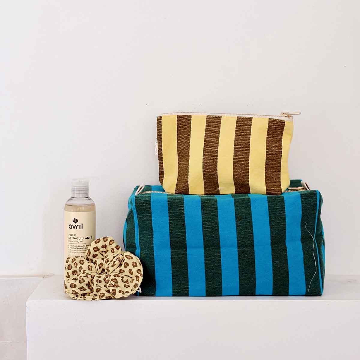 Trousse - Sofia Rayures Olive / Lemon