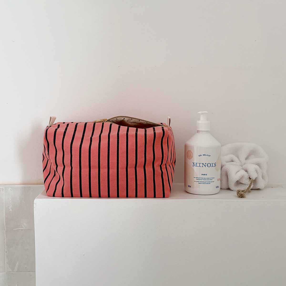 Trousse de toilette - Vic Rayures Tennis Funky pink