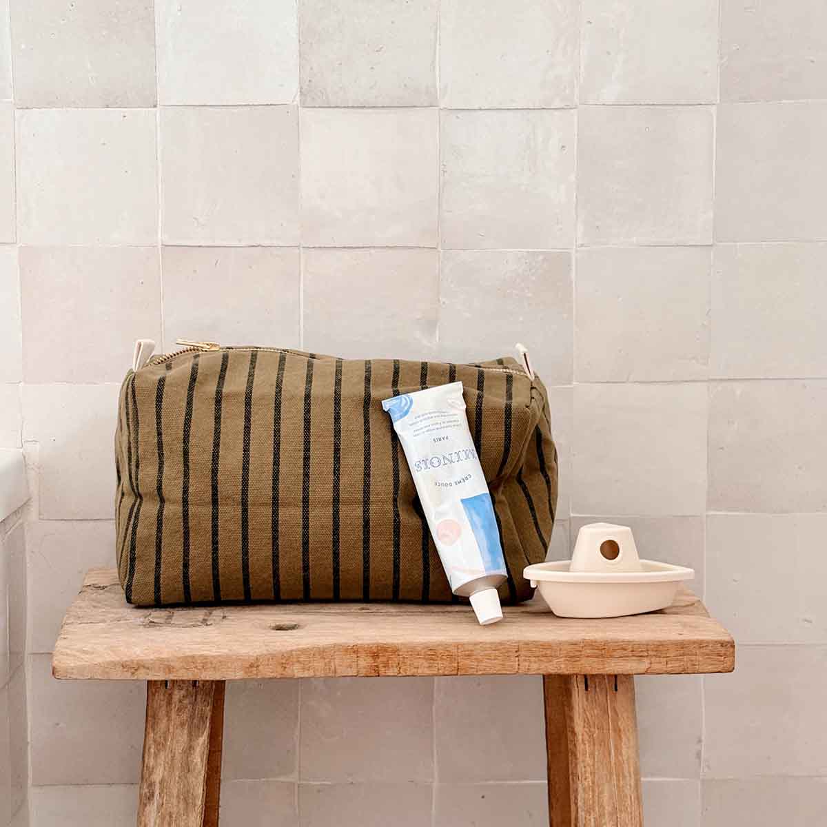 Trousse de toilette - Vic Rayures Tennis Olive