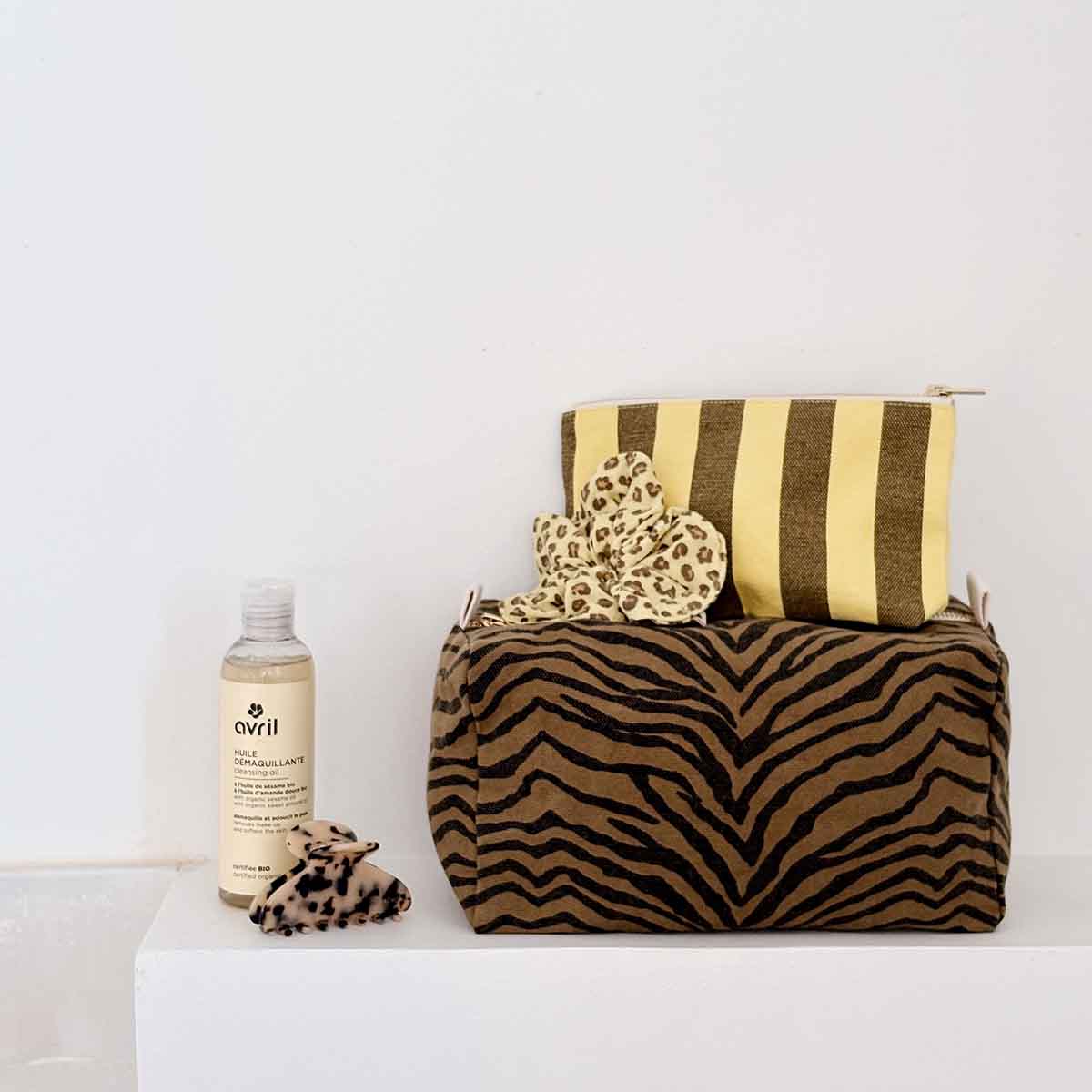 Trousse - Sofia Rayures Olive / Lemon