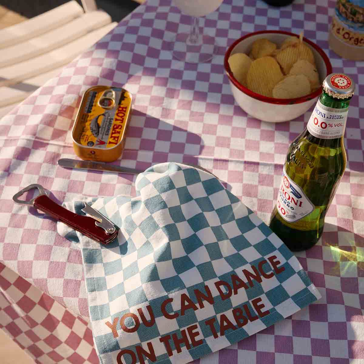 Pack of 2 napkins - Josephine Checkerboard Blue You can dance on the table