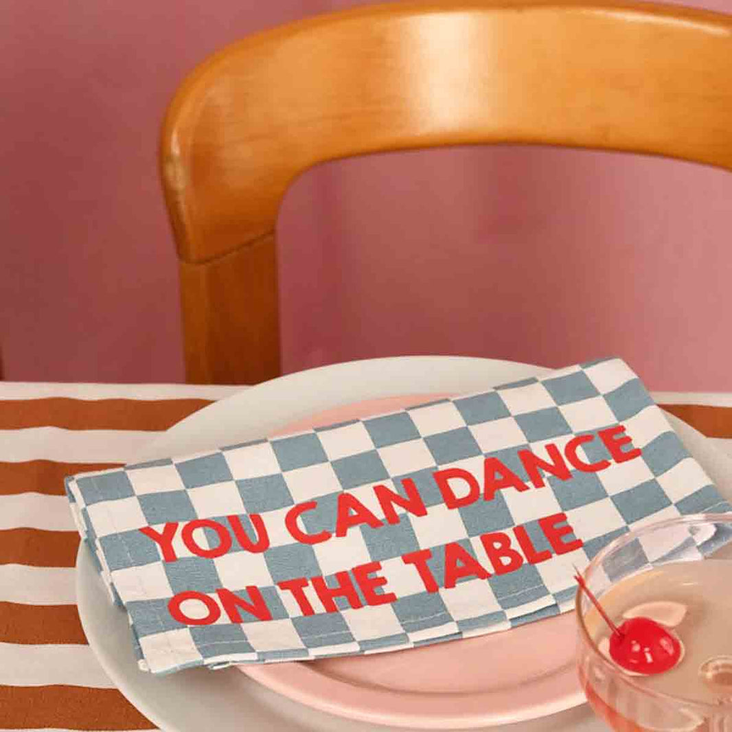 Lot de 2 serviettes - Josephine Damier Bleu You can dance on the table