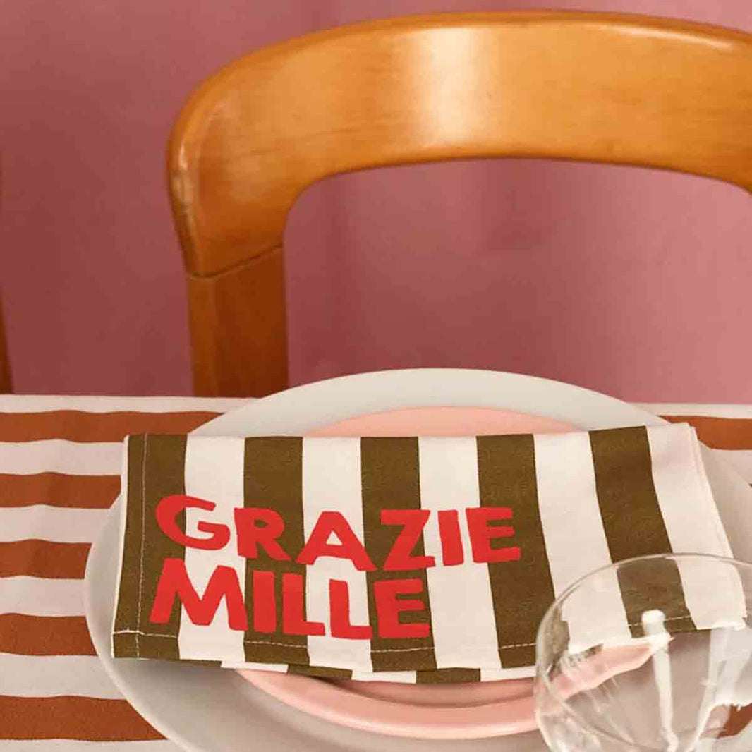 Lot de 2 serviettes - Josephine Rayures Grazie mille