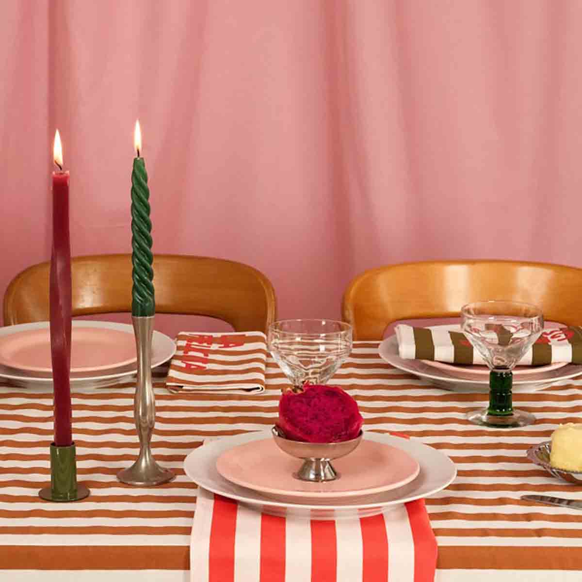 Lot de 2 serviettes - Josephine Rayures Pecan La felicita