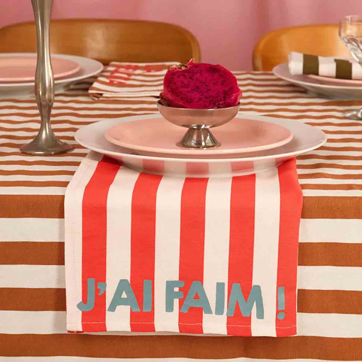 Pack of 2 napkins - Josephine Stripes Red J'ai faim !  !