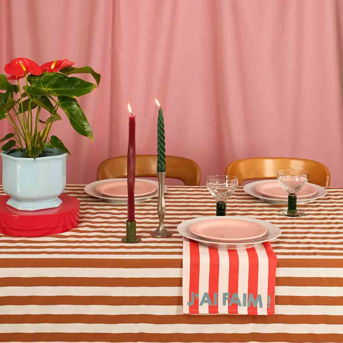 Pack of 2 napkins - Josephine Stripes Red J'ai faim !  !