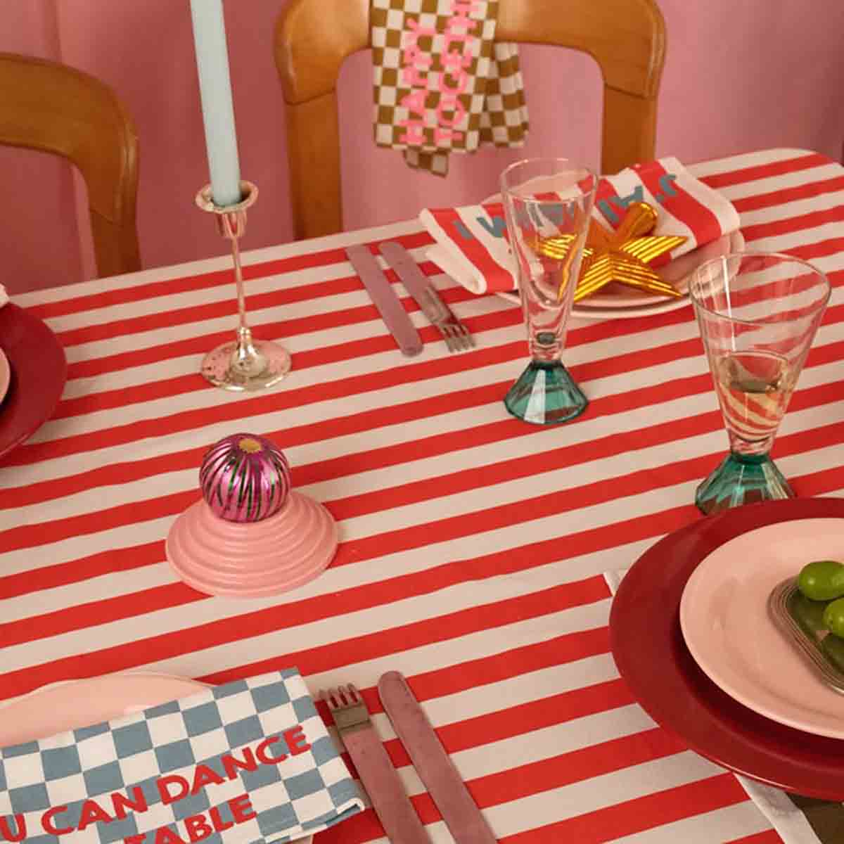 Pack of 2 napkins - Josephine Checkerboard Blue You can dance on the table red