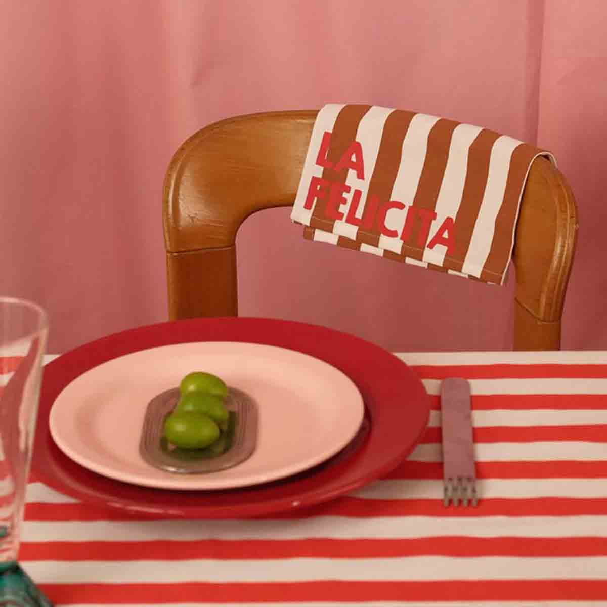 Lot de 2 serviettes - Josephine Rayures Pecan La felicita