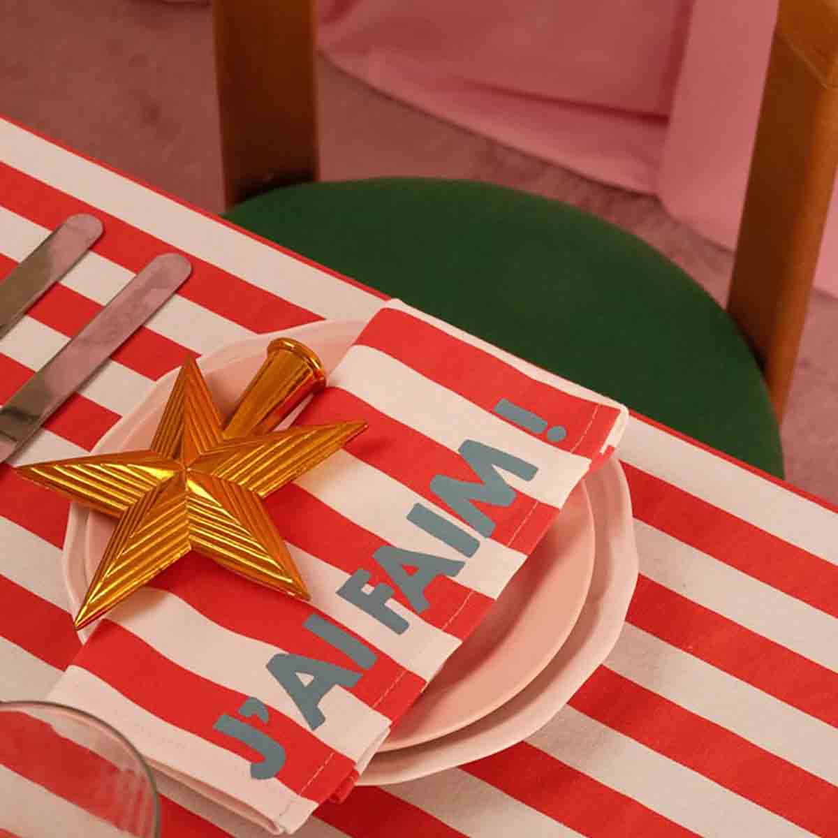 Pack of 2 napkins - Josephine Stripes Red J'ai faim !  !