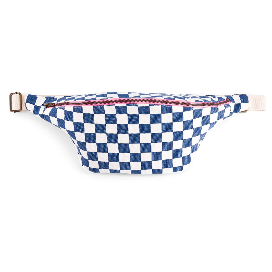 Bum bag - Checkerboard Ecru / Navy blue