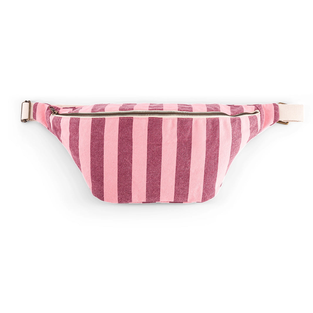 Bum bag - Burgundy / Pink flamingo Stripes