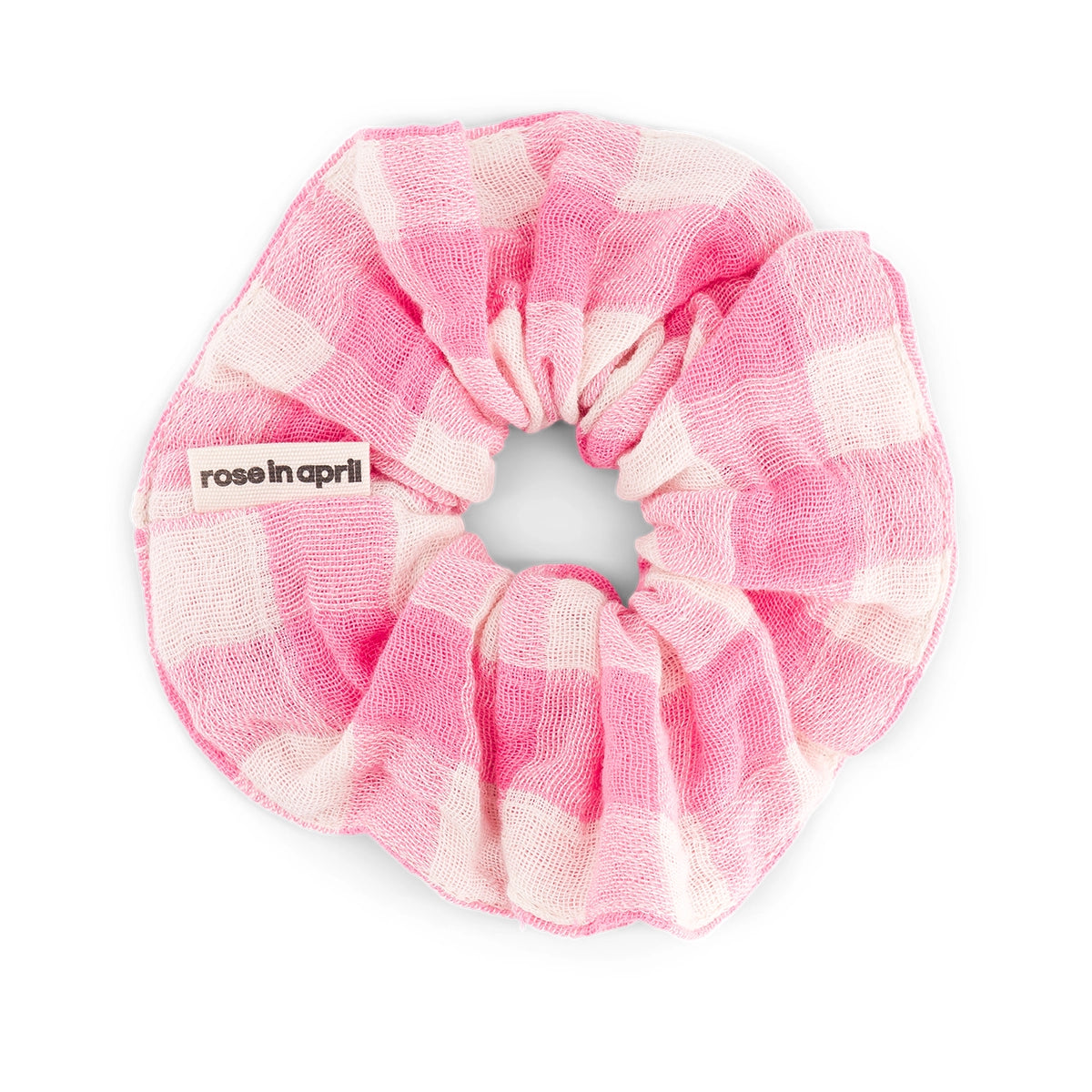 Scrunchie - Gingham Check Neon pink