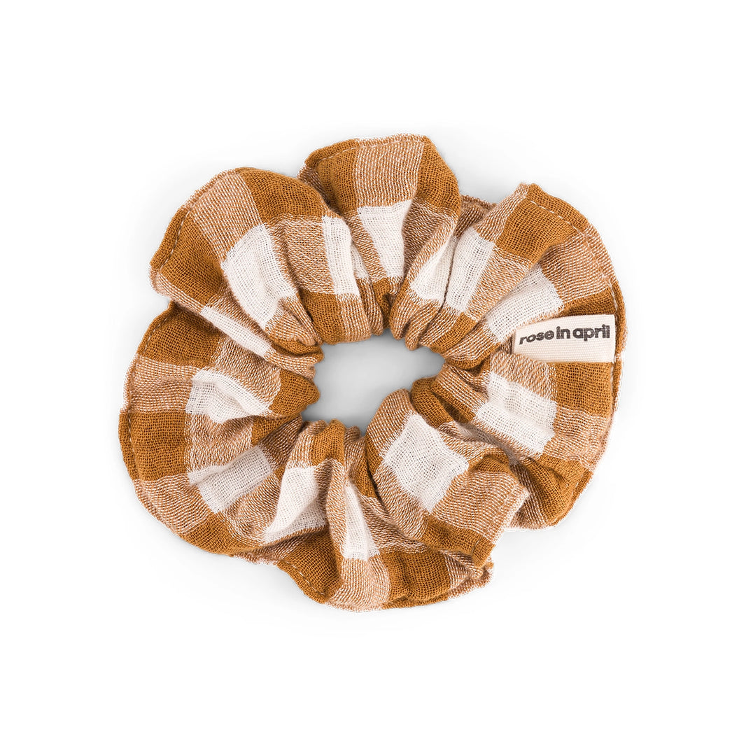 Scrunchie - Gingham Check Caramel