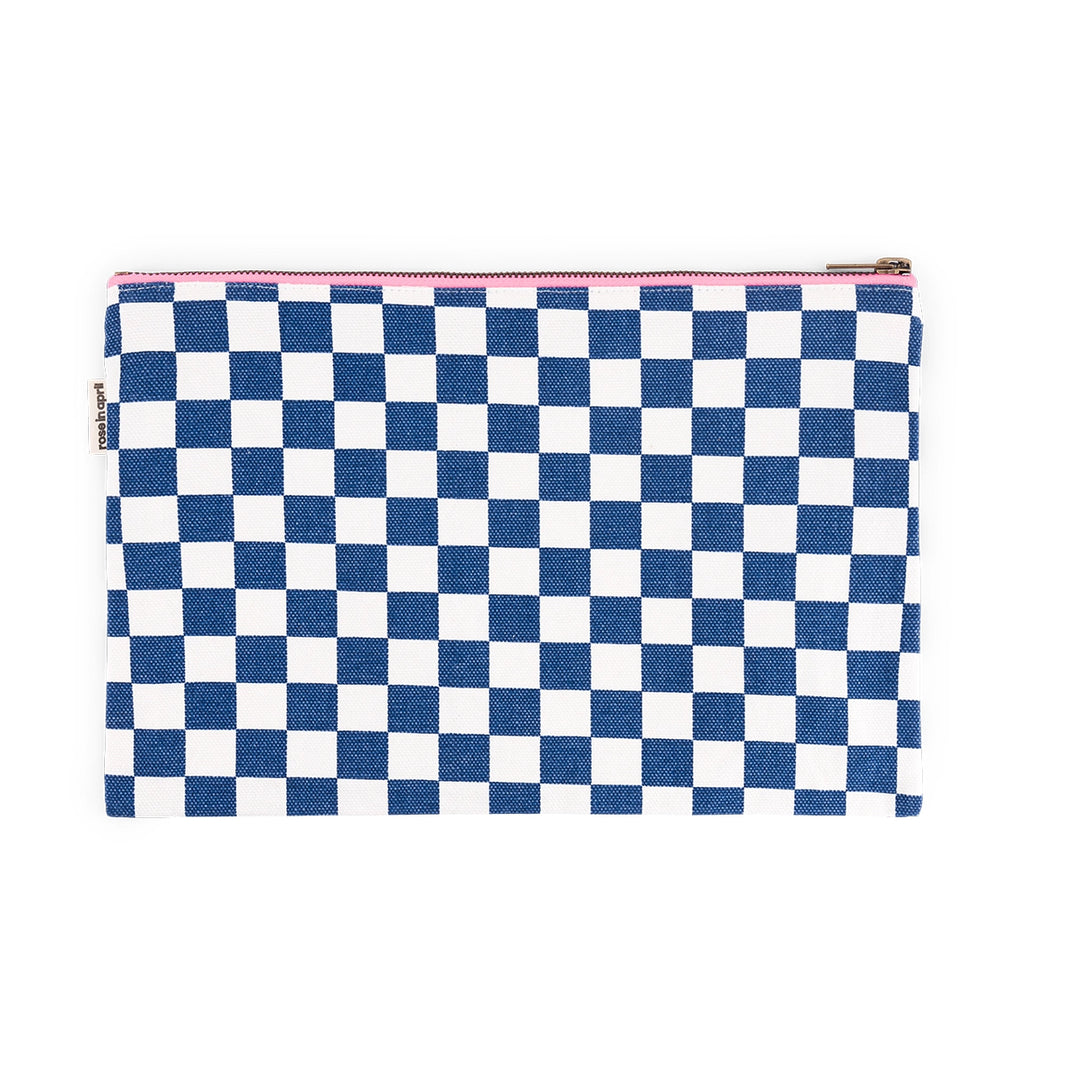 Pouch - Lili Checkerboard Ecru / Navy blue