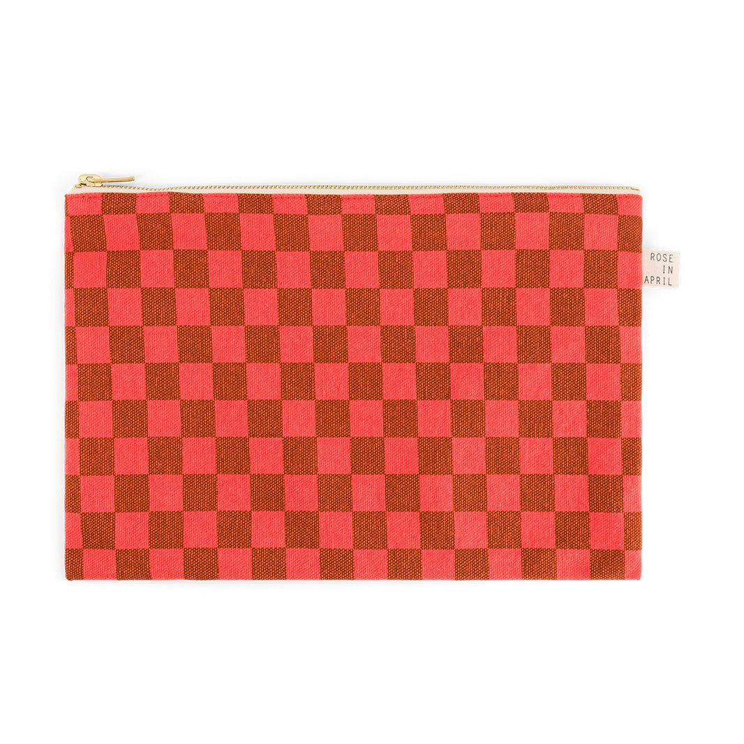 Pouch - Lili Coral Checkerboard