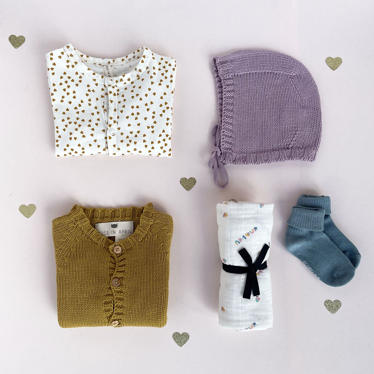 Pajamas - Pia Mini heart Mustard