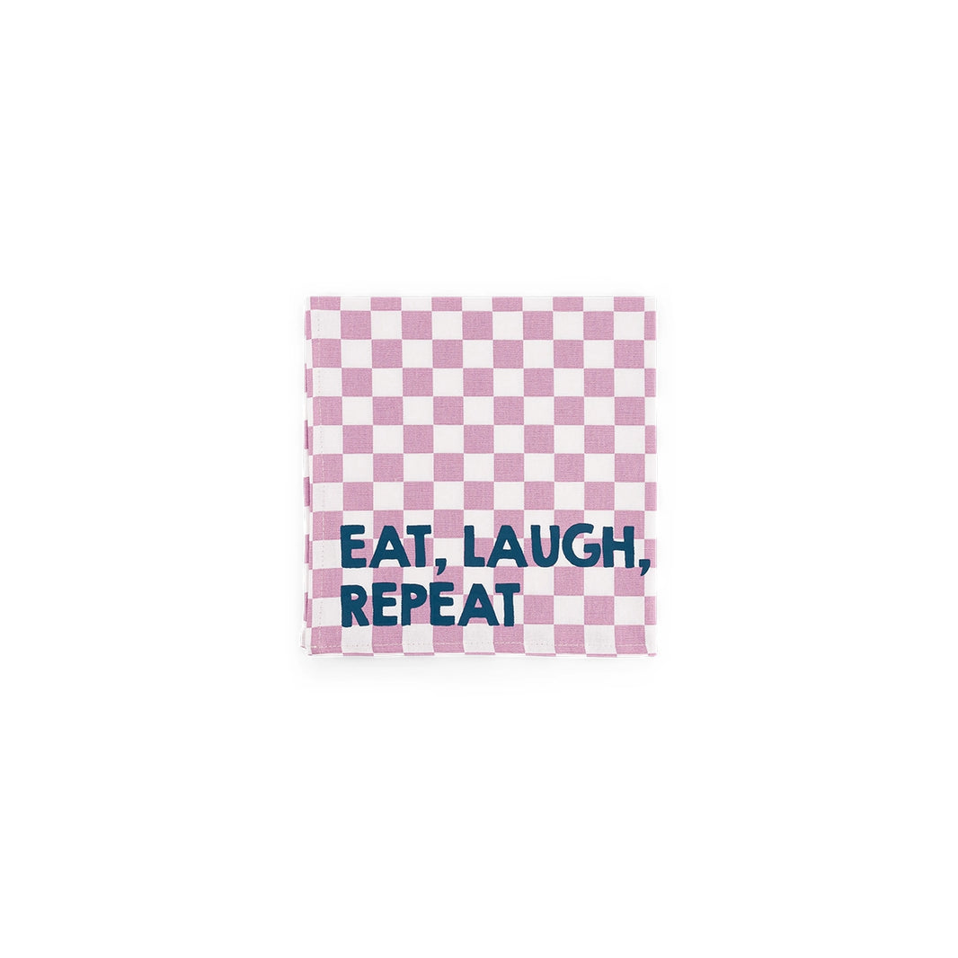 Pack of 2 napkins - Josephine Checkerboard Lilac Eat, Laugh, Repeat !