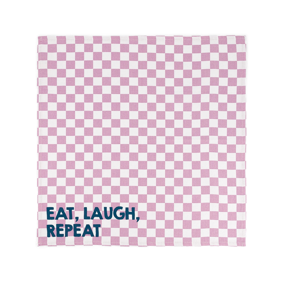 Lot de 2 serviettes - Josephine Damier Mauve Eat, Laugh, Repeat !