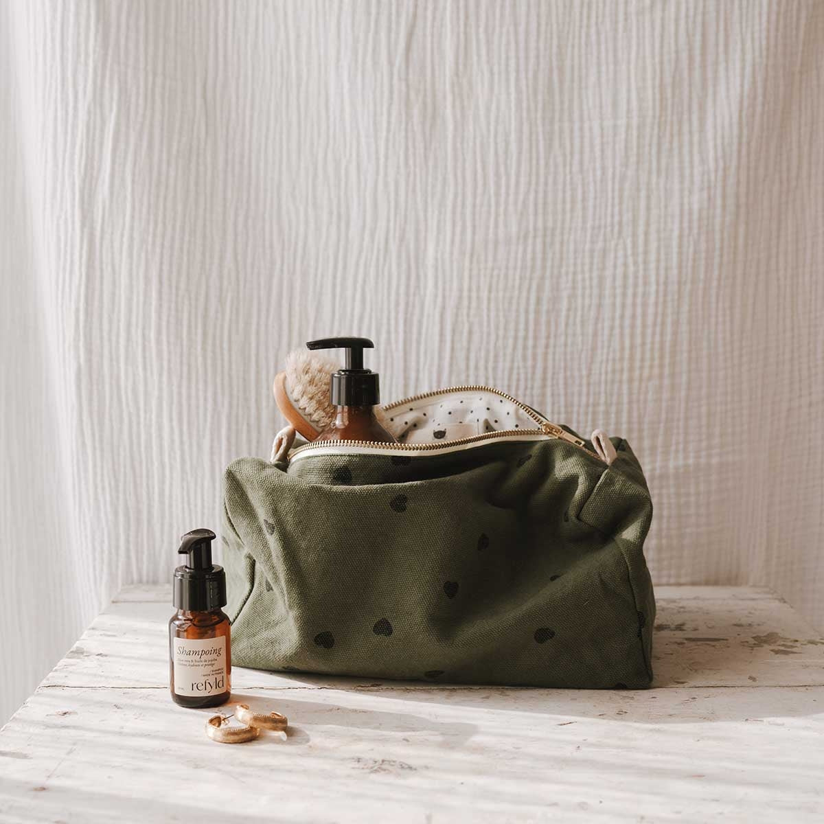 Wash bag - Vic Khaki Heart